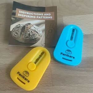 2 New Fenikara Lame Bread Dough Razors - Blue and Yellow Baking Tools